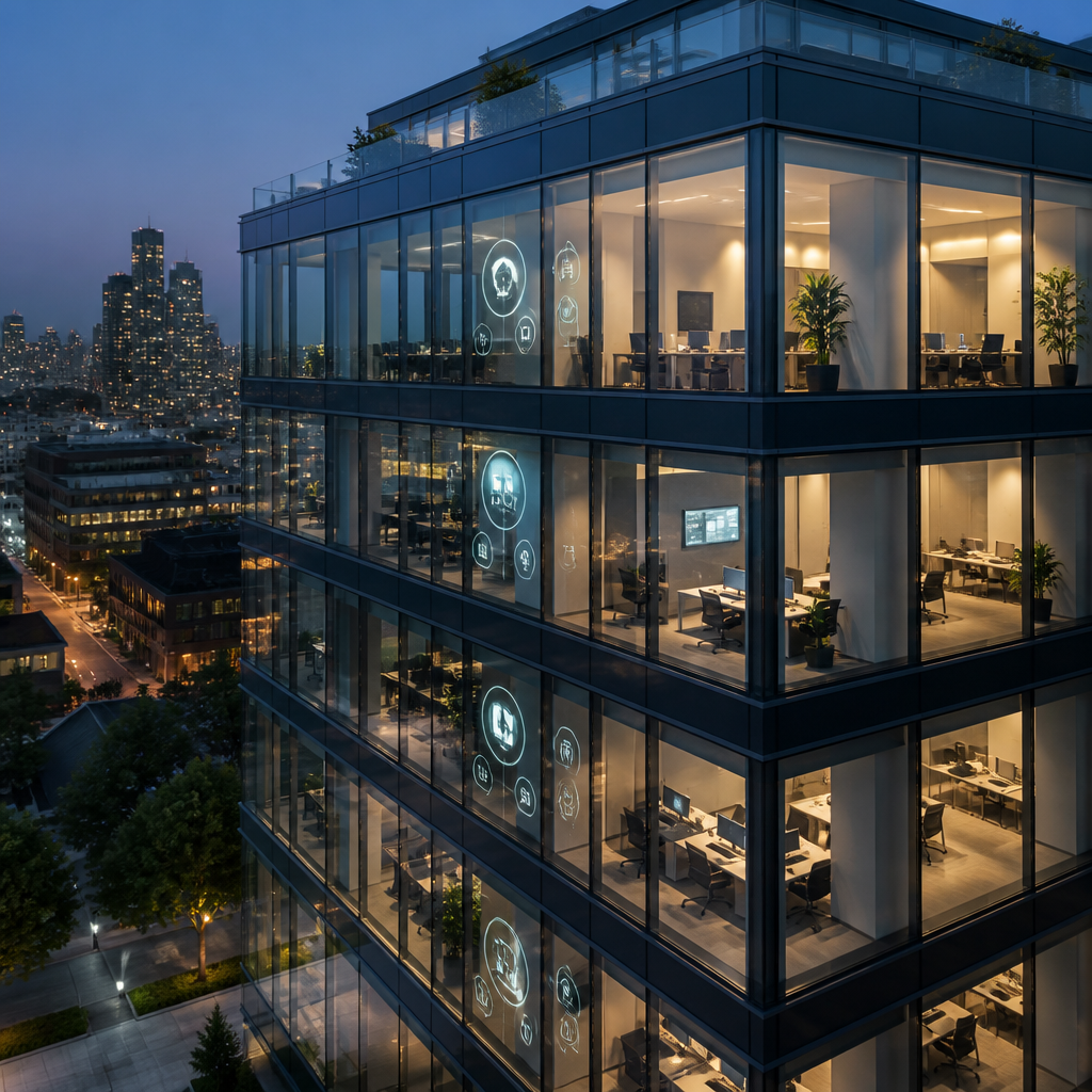 Mặt tiền tòa nhà văn phòng hiện đại Gems Empire Tower tích hợp công nghệ thông minh
