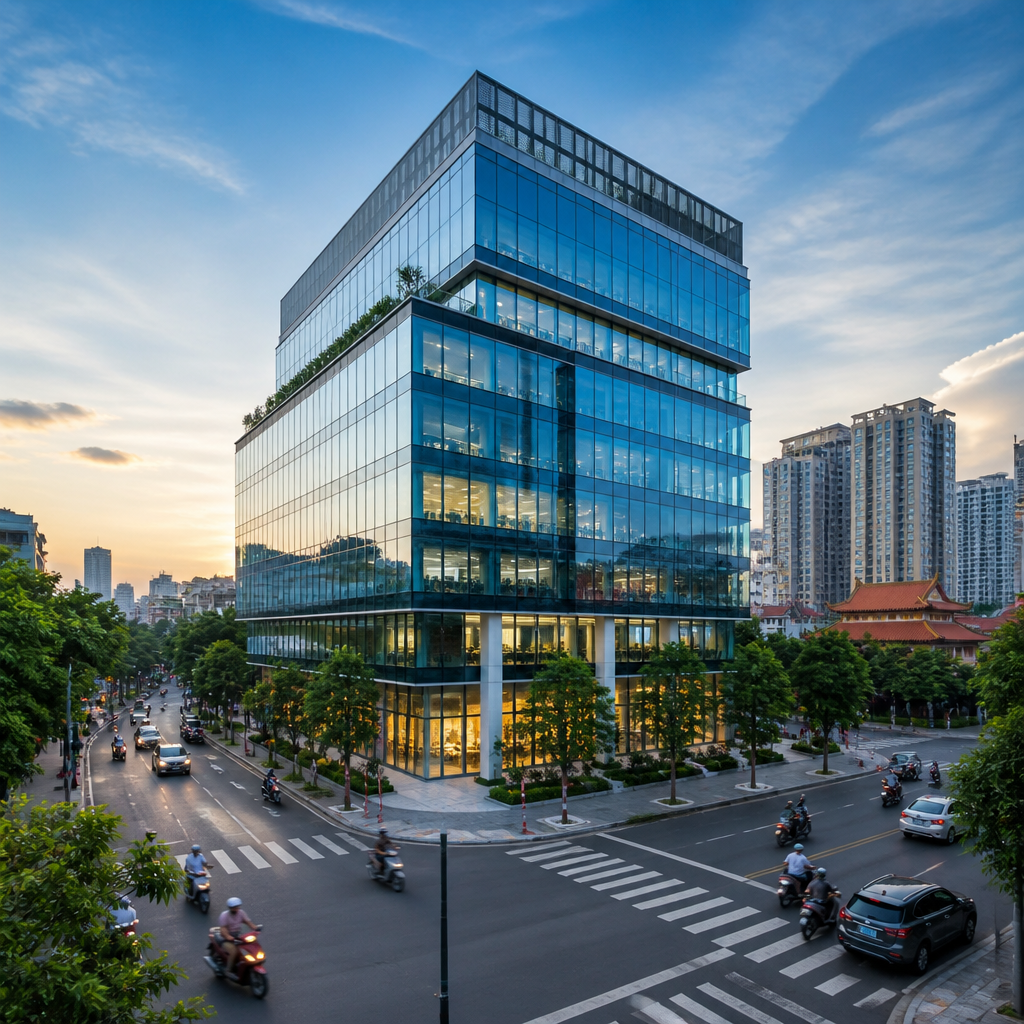 Gems Empire Tower với kiến trúc hiện đại, tọa lạc tại vị trí đắc địa, là điểm nhấn nổi bật trong thị trường cho thuê văn phòng Trường Chinh.
