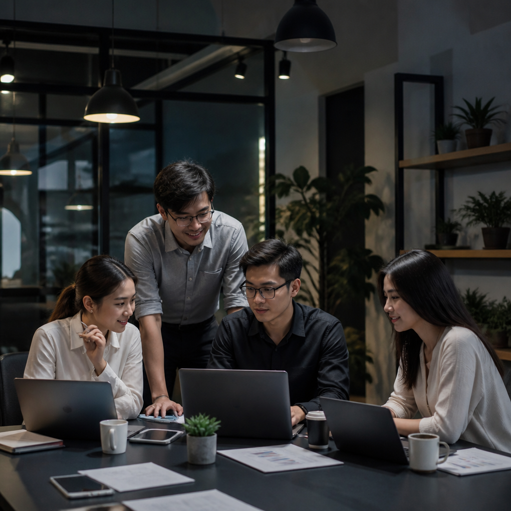 Nhóm startup làm việc hiệu quả trong văn phòng hiện đại