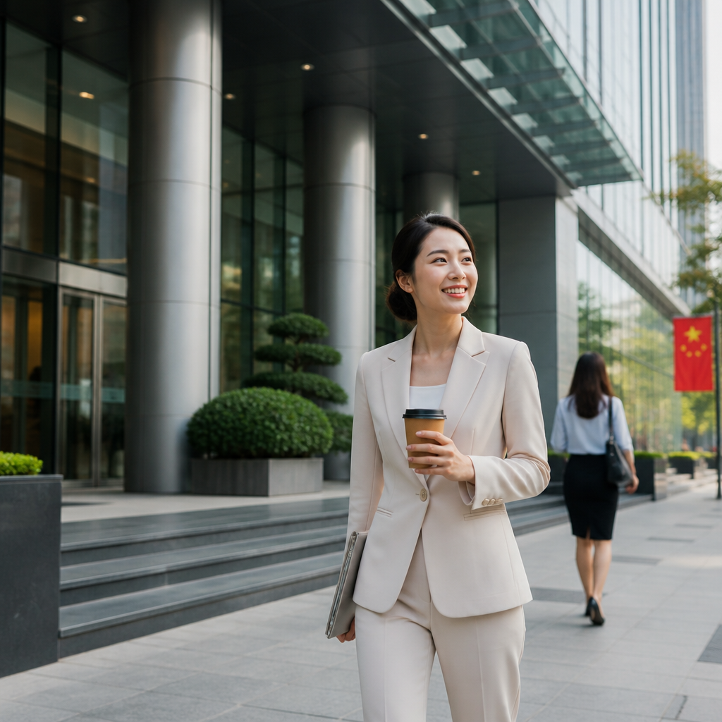 Mặt tiền hiện đại của tòa nhà văn phòng Gems Empire Tower với kiến trúc kính và ánh sáng ban ngày.
