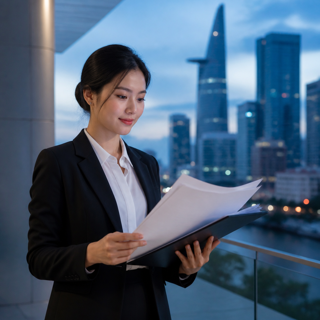 Chuyên gia kinh doanh đánh giá các tài liệu tài chính và hợp đồng